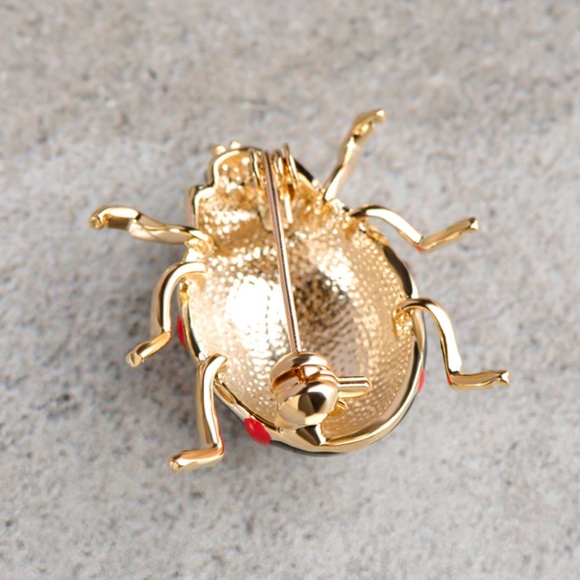 NWT Gold Black Red Ladybug Cute Pin Brooch - Picture 4 of 4